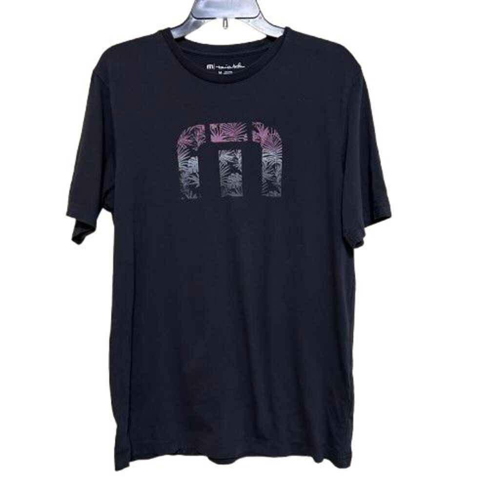 Travis Mathew Graphic T Shirt Mens Medium Black Pima Cotton Casual Golf Logo